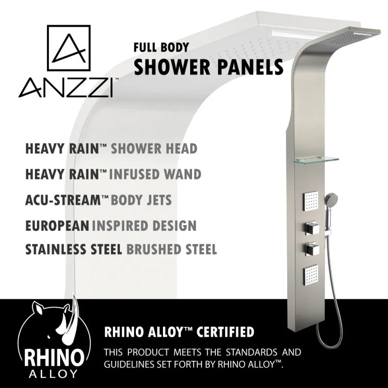 ANZZI Niagara Brushed Stainless Steel 2-Jet Full Body Shower Panel System, 64 in. (Valve Included), photo 11 of 13
