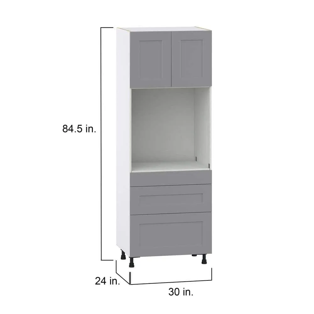 J COLLECTION Bristol Painted Slate Gray Shaker Assembled Pantry Oven Kitchen Cabinet with Drawers (30 in. W x 84.5 in. H x 24 in. D), photo 3 of 11