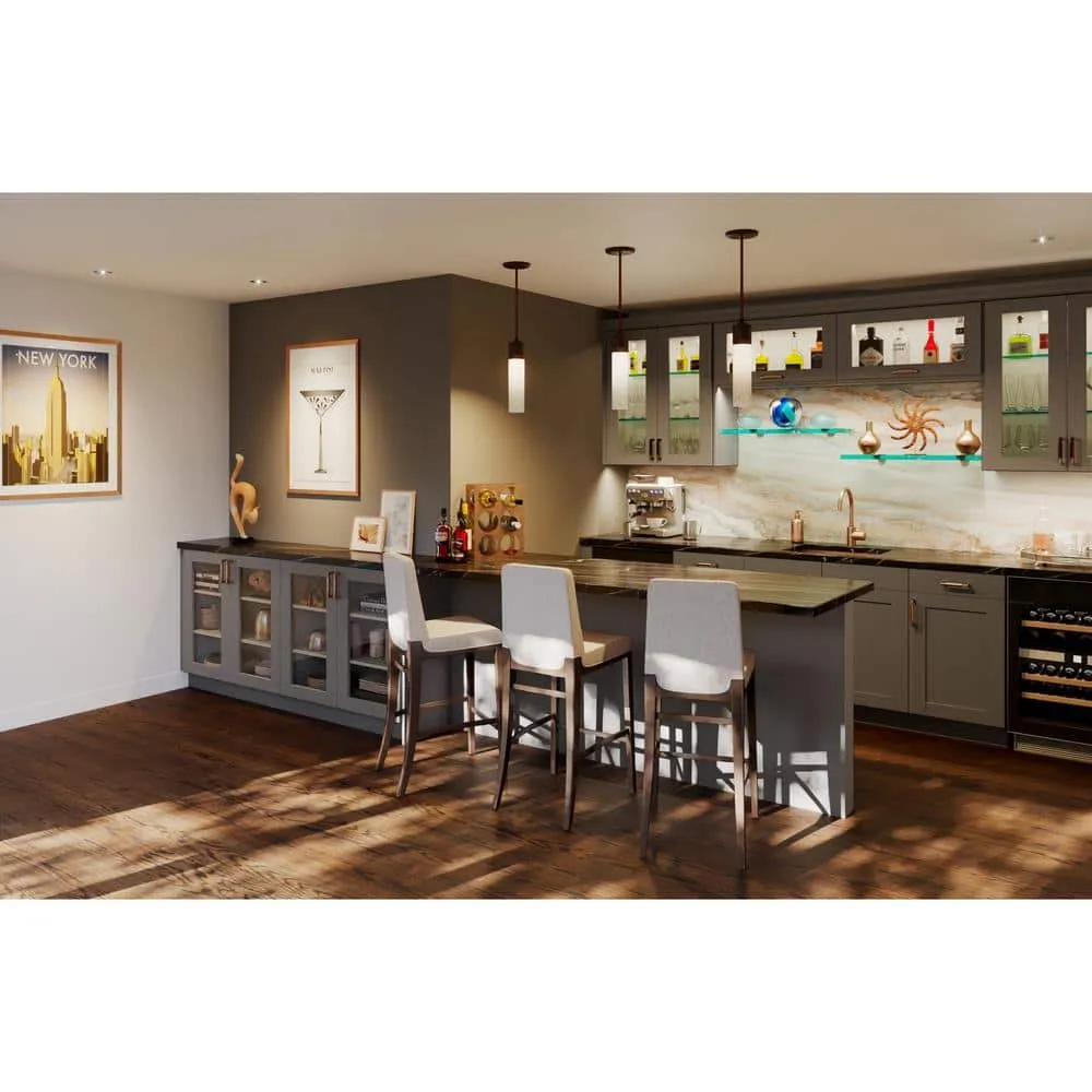 J COLLECTION Bristol Painted Slate Gray Shaker Assembled Wall Kitchen Cabinet with Full Height Door (18 in. W x 30 in. H x 14 in. D), photo 9 of 12