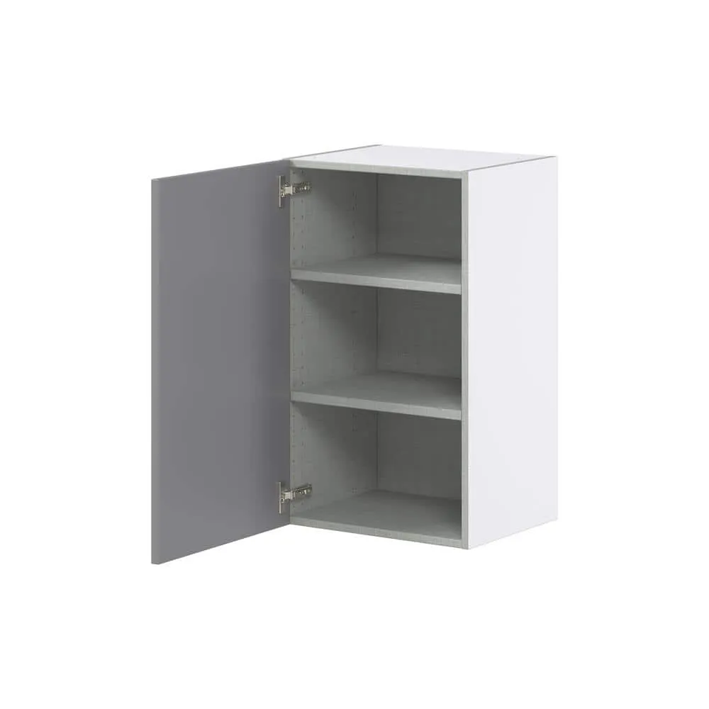 J COLLECTION Bristol Painted Slate Gray Shaker Assembled Wall Kitchen Cabinet with Full Height Door (18 in. W x 30 in. H x 14 in. D), photo 7 of 12