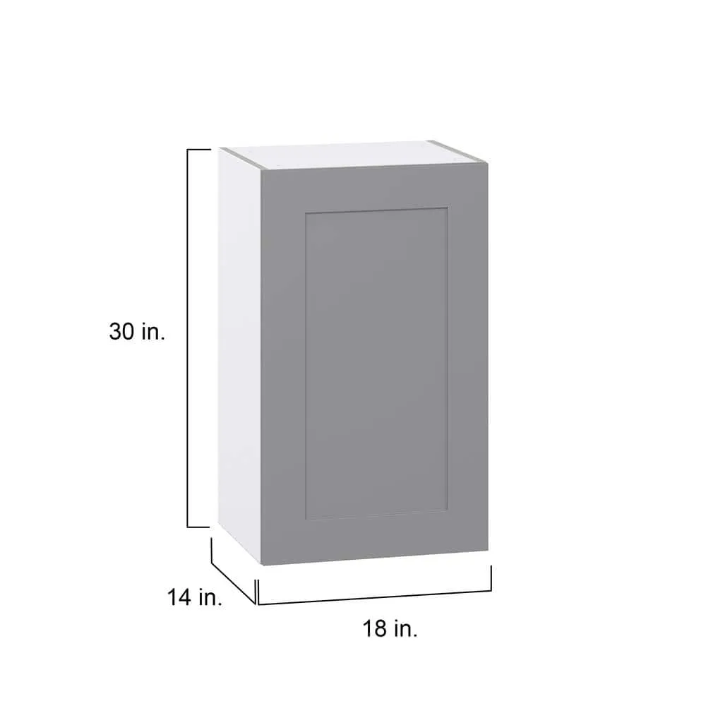 J COLLECTION Bristol Painted Slate Gray Shaker Assembled Wall Kitchen Cabinet with Full Height Door (18 in. W x 30 in. H x 14 in. D), photo 4 of 12