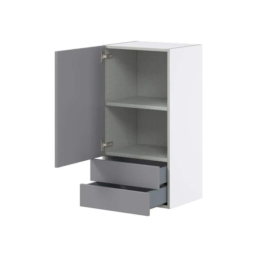 J COLLECTION Bristol Painted Slate Gray Shaker Assembled Wall Kitchen Cabinet with 2 Drawers (18 in. W x 35 in. H x 14 in. D), photo 7 of 12