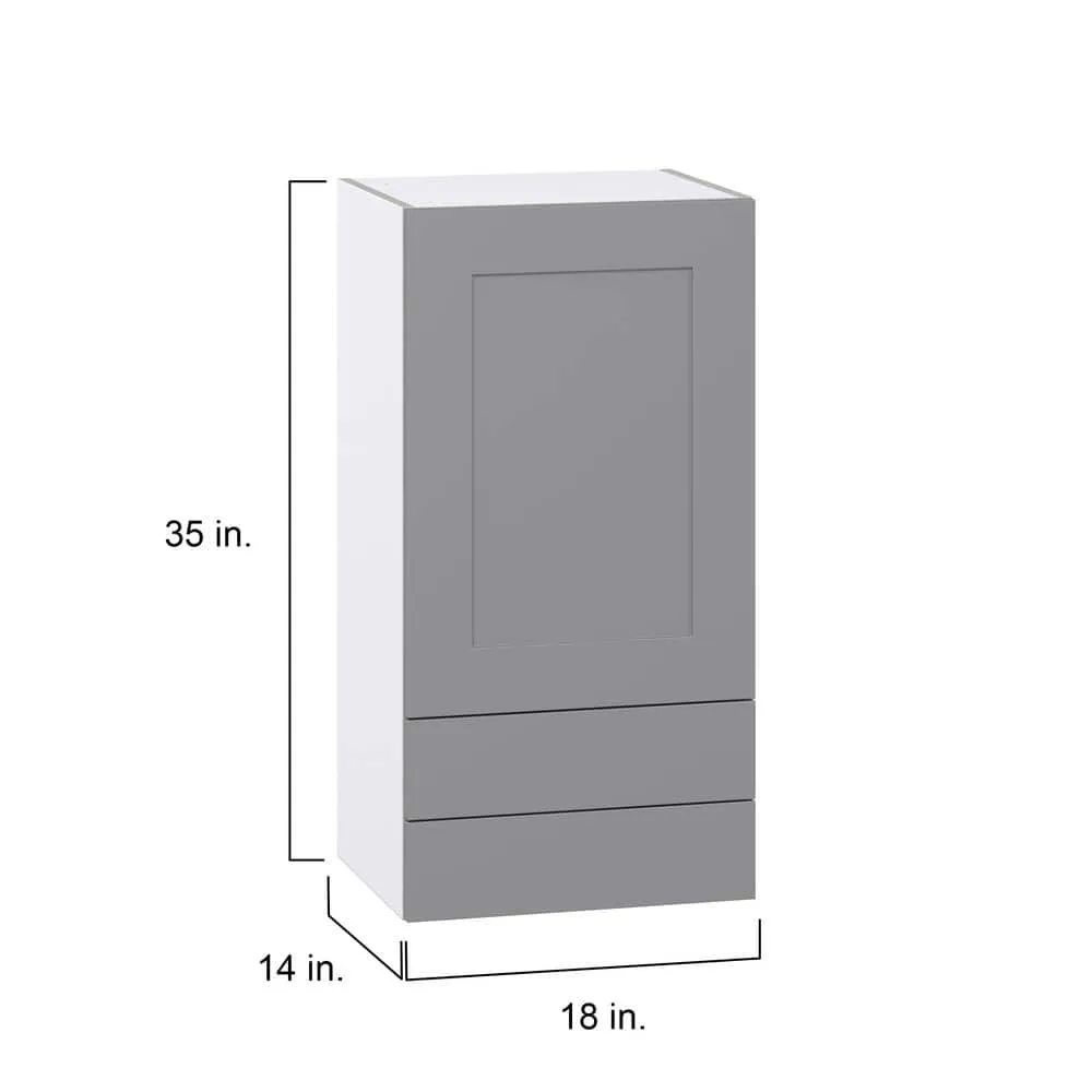J COLLECTION Bristol Painted Slate Gray Shaker Assembled Wall Kitchen Cabinet with 2 Drawers (18 in. W x 35 in. H x 14 in. D), photo 4 of 12