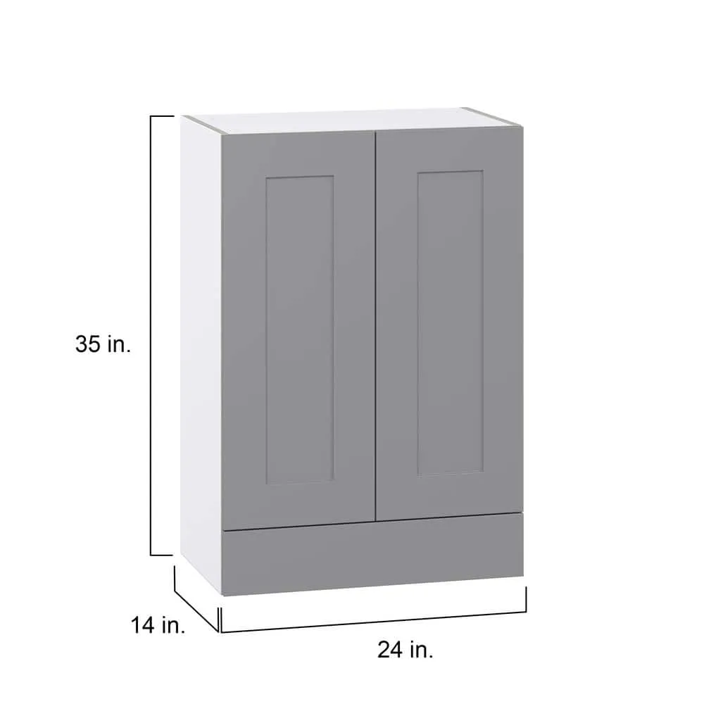 J COLLECTION Bristol Painted Slate Gray Shaker Assembled Wall Kitchen Cabinet with a Drawer (24 in. W x 35 in. H x 14 in. D), photo 4 of 12