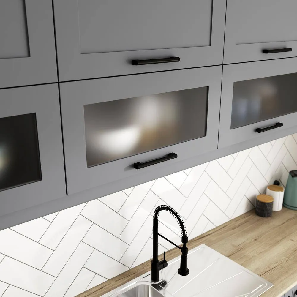 J COLLECTION 24 in. W x 40 in. H x 14 in. D Bristol Painted Slate Gray Shaker Assembled Glass Wall Diagonal Corner Kitchen Cabinet, photo 11 of 12