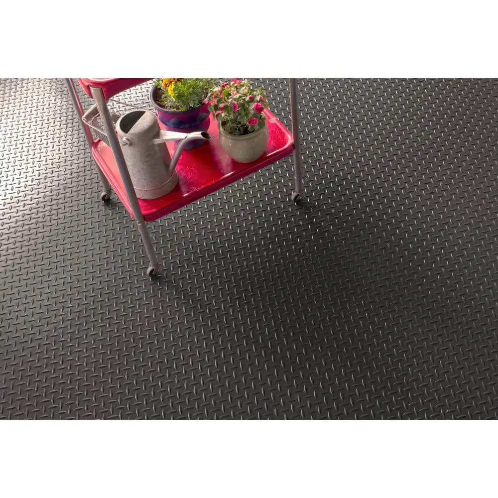 G-Floor Diamond Tread 5 ft. x 10 ft. Slate Grey Commercial Grade Vinyl Garage Flooring Cover and Protector, photo 7 of 8