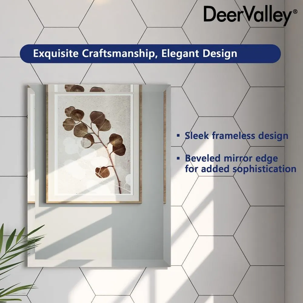 DEERVALLEY Rectangular Aluminum Frameless 15 in. W x 19 in. H Recessed Medicine Cabinet in Sliver with Mirror and Beveled Edge, photo 10 of 14