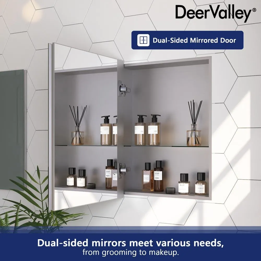 DEERVALLEY Rectangular Aluminum Frameless 15 in. W x 19 in. H Recessed Medicine Cabinet in Sliver with Mirror and Beveled Edge, photo 11 of 14