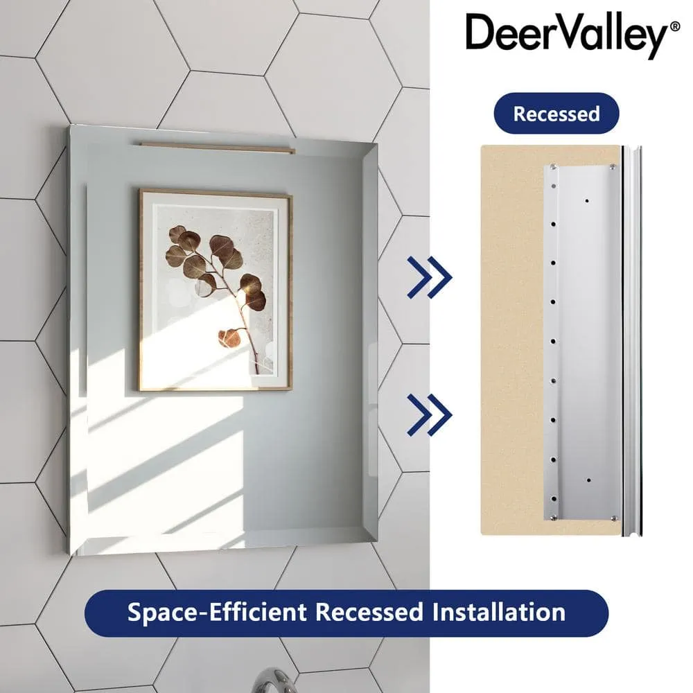 DEERVALLEY Rectangular Aluminum Frameless 15 in. W x 19 in. H Recessed Medicine Cabinet in Sliver with Mirror and Beveled Edge, photo 9 of 14
