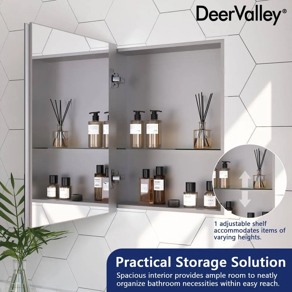 DEERVALLEY Rectangular Aluminum Frameless 15 in. W x 19 in. H Recessed Medicine Cabinet in Sliver with Mirror and Beveled Edge, photo 6 of 14