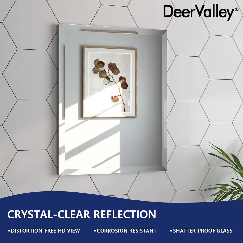 DEERVALLEY Rectangular Aluminum Frameless 15 in. W x 19 in. H Recessed Medicine Cabinet in Sliver with Mirror and Beveled Edge, photo 7 of 14