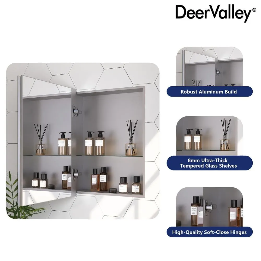 DEERVALLEY Rectangular Aluminum Frameless 15 in. W x 19 in. H Recessed Medicine Cabinet in Sliver with Mirror and Beveled Edge, photo 4 of 14