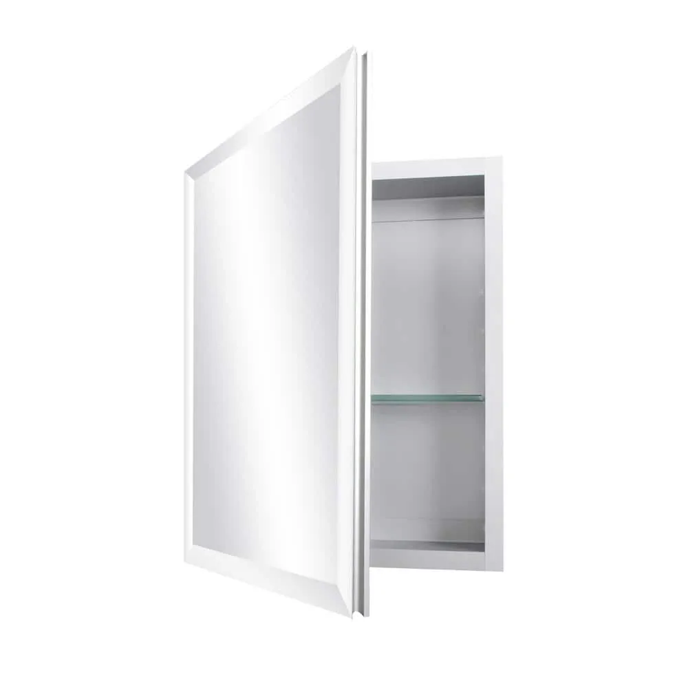 DEERVALLEY Rectangular Aluminum Frameless 15 in. W x 19 in. H Recessed Medicine Cabinet in Sliver with Mirror and Beveled Edge, photo 13 of 14