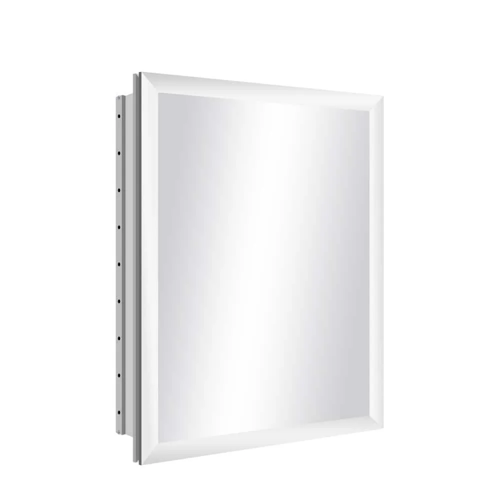 DEERVALLEY Rectangular Aluminum Frameless 15 in. W x 19 in. H Recessed Medicine Cabinet in Sliver with Mirror and Beveled Edge, photo 12 of 14