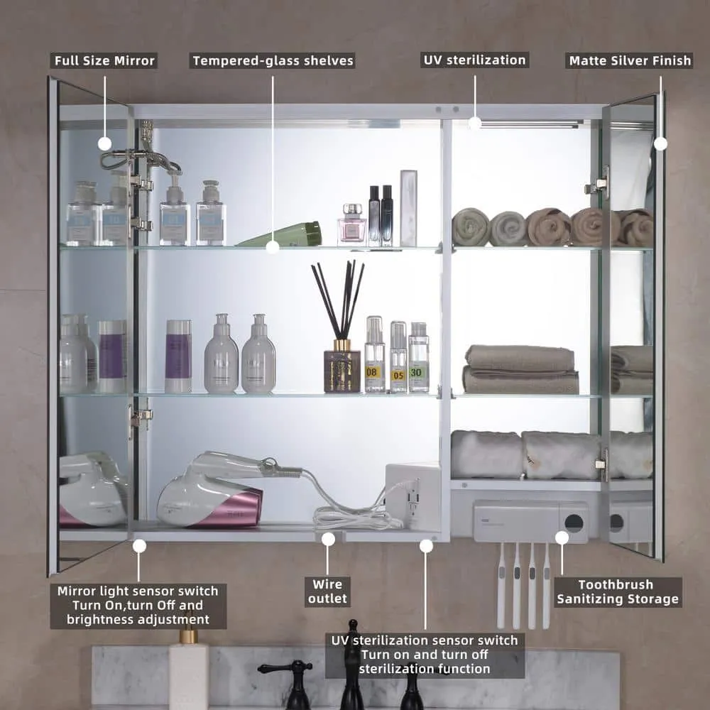 WOODBRIDGE 36 in. W x 30 in. H Surface-Mount Bathroom Medicine Cabinet with Mirror, photo 9 of 15