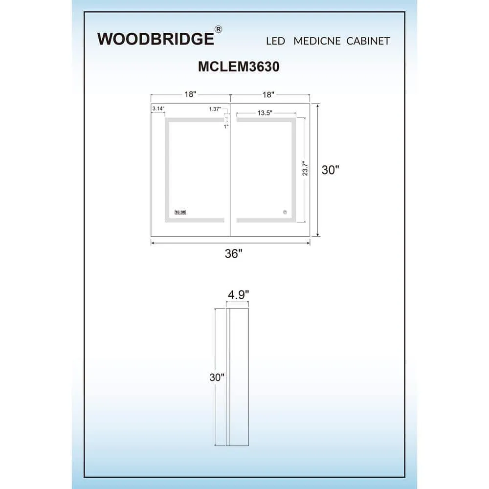 WOODBRIDGE 36 in. W x 30 in. H Surface-Mount Bathroom Medicine Cabinet with Mirror, photo 6 of 15