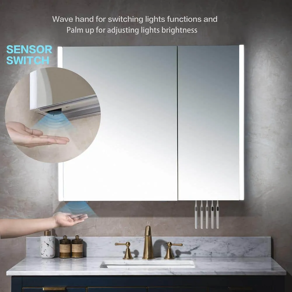 WOODBRIDGE 36 in. W x 30 in. H Surface-Mount Bathroom Medicine Cabinet with Mirror, photo 7 of 15