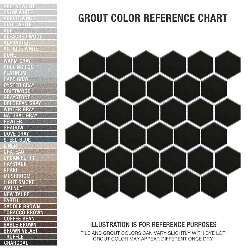 Merola Tile Metro Hex 2 in. Matte 11-1/8 in. x 12-5/8 in. Black Porcelain Mosaic (9.64 sq. ft. / Case), photo 3 of 8