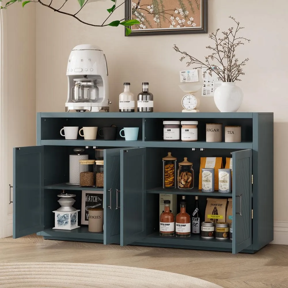 Runesay 60 in. W x 15.7 in. D x 33.36 in. H in Smoke Blue MDF Ready to Assemble Floor Base Kitchen Cabinet Sideboard, photo 12 of 12
