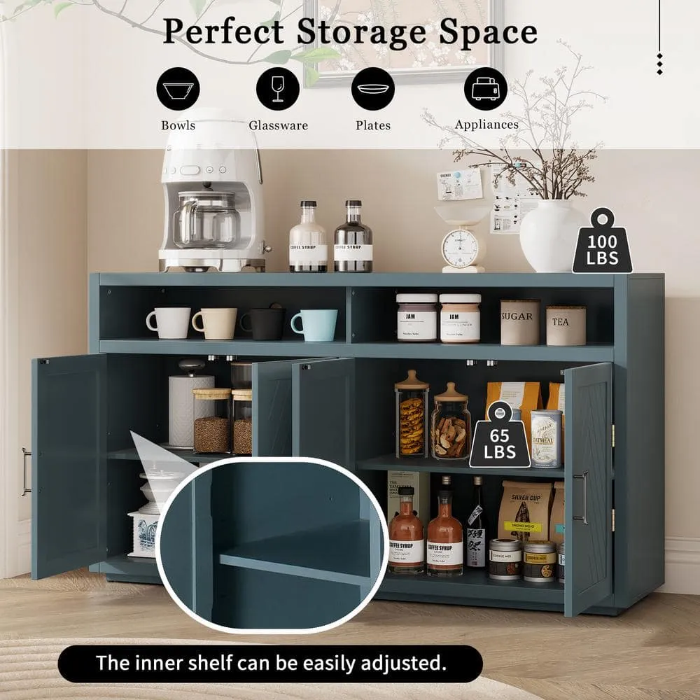 Runesay 60 in. W x 15.7 in. D x 33.36 in. H in Smoke Blue MDF Ready to Assemble Floor Base Kitchen Cabinet Sideboard, photo 2 of 12