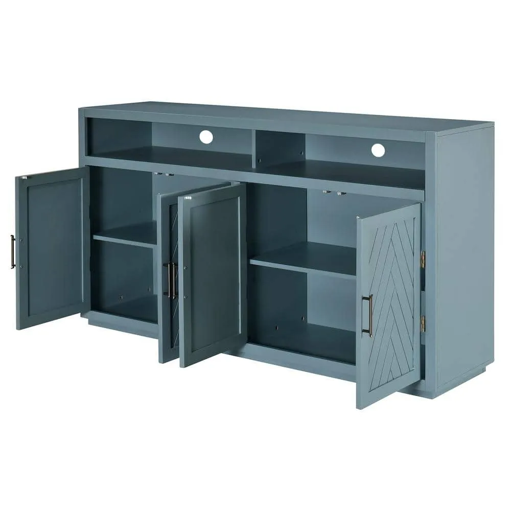 Runesay 60 in. W x 15.7 in. D x 33.36 in. H in Smoke Blue MDF Ready to Assemble Floor Base Kitchen Cabinet Sideboard, photo 10 of 12