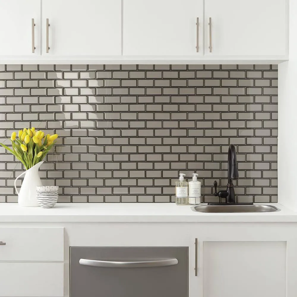 Daltile Premier Accents Smoke Gray Brick Joint 11 in. x 13 in. x 8 mm Glass Mosaic Wall Tile (0.956 sq. ft. per piece), photo 2 of 4
