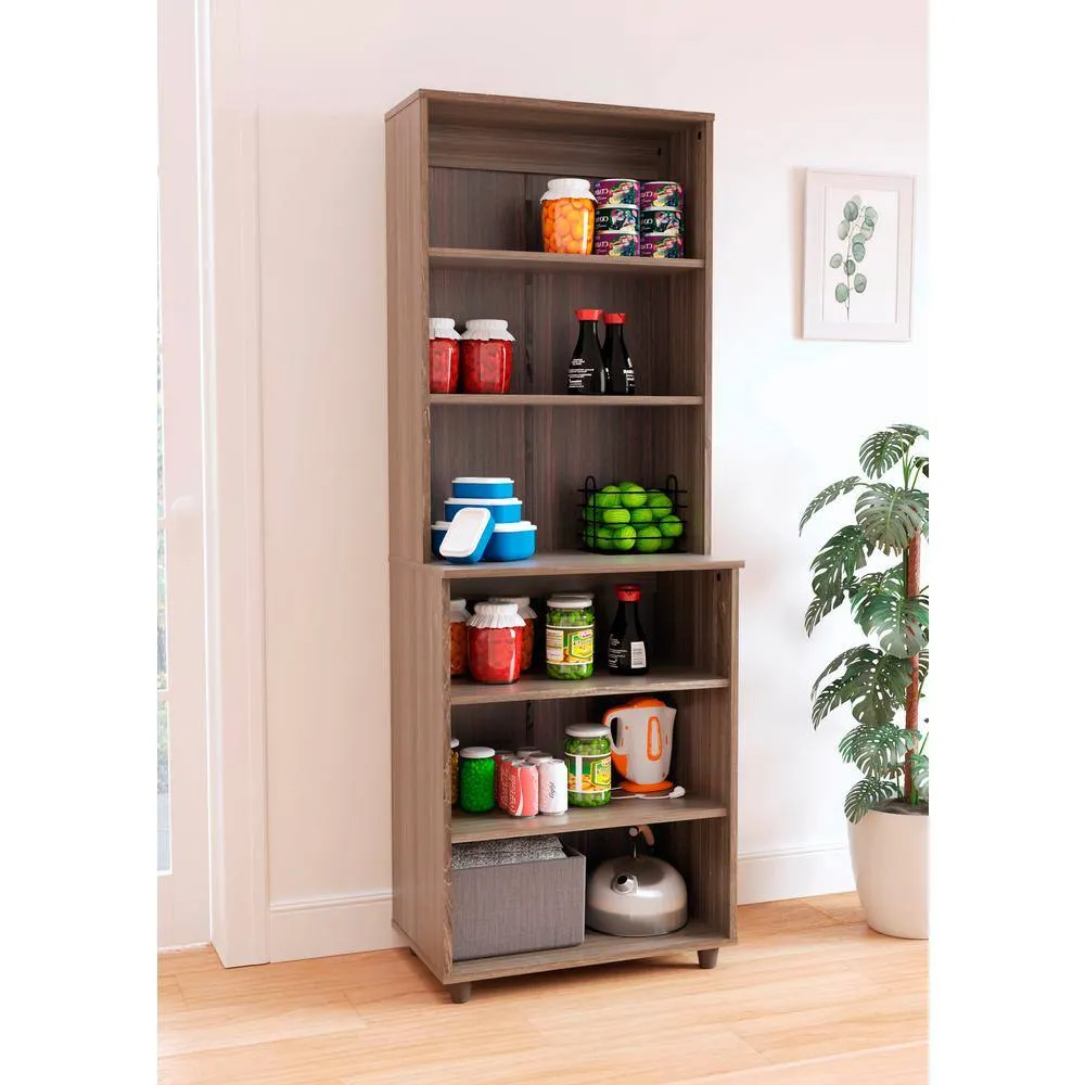 Inval 23.62 in. W x 15.35 in. D x 66.14 in. H in Ready to Assemble Standard Storage Cabinet in Smoked Oak, photo 8 of 8