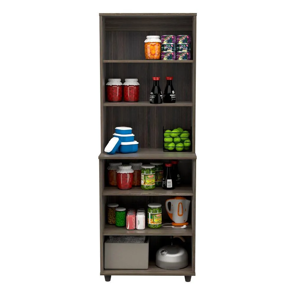 Inval 23.62 in. W x 15.35 in. D x 66.14 in. H in Ready to Assemble Standard Storage Cabinet in Smoked Oak, photo 6 of 8