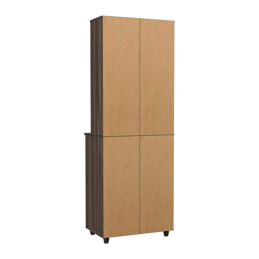 Inval 23.62 in. W x 15.35 in. D x 66.14 in. H in Ready to Assemble Standard Storage Cabinet in Smoked Oak, photo 4 of 8