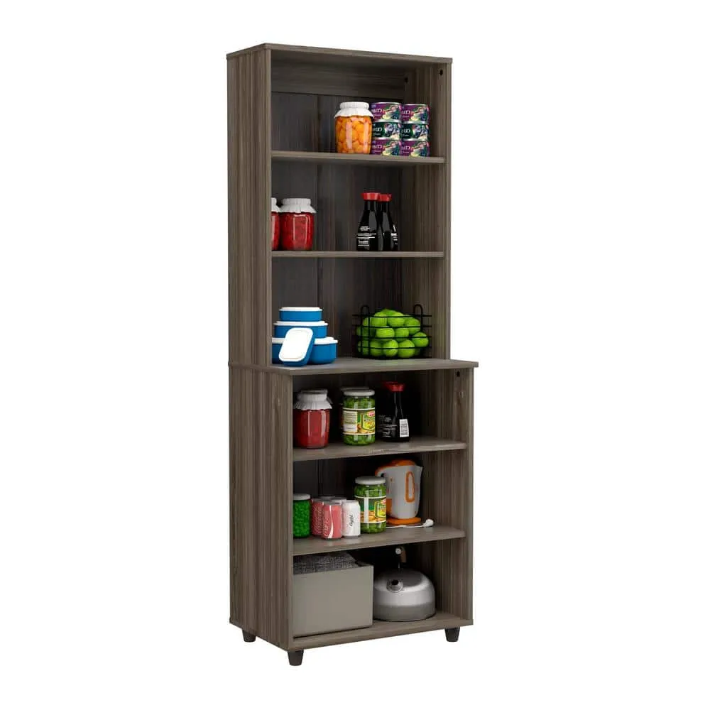 Inval 23.62 in. W x 15.35 in. D x 66.14 in. H in Ready to Assemble Standard Storage Cabinet in Smoked Oak, photo 5 of 8