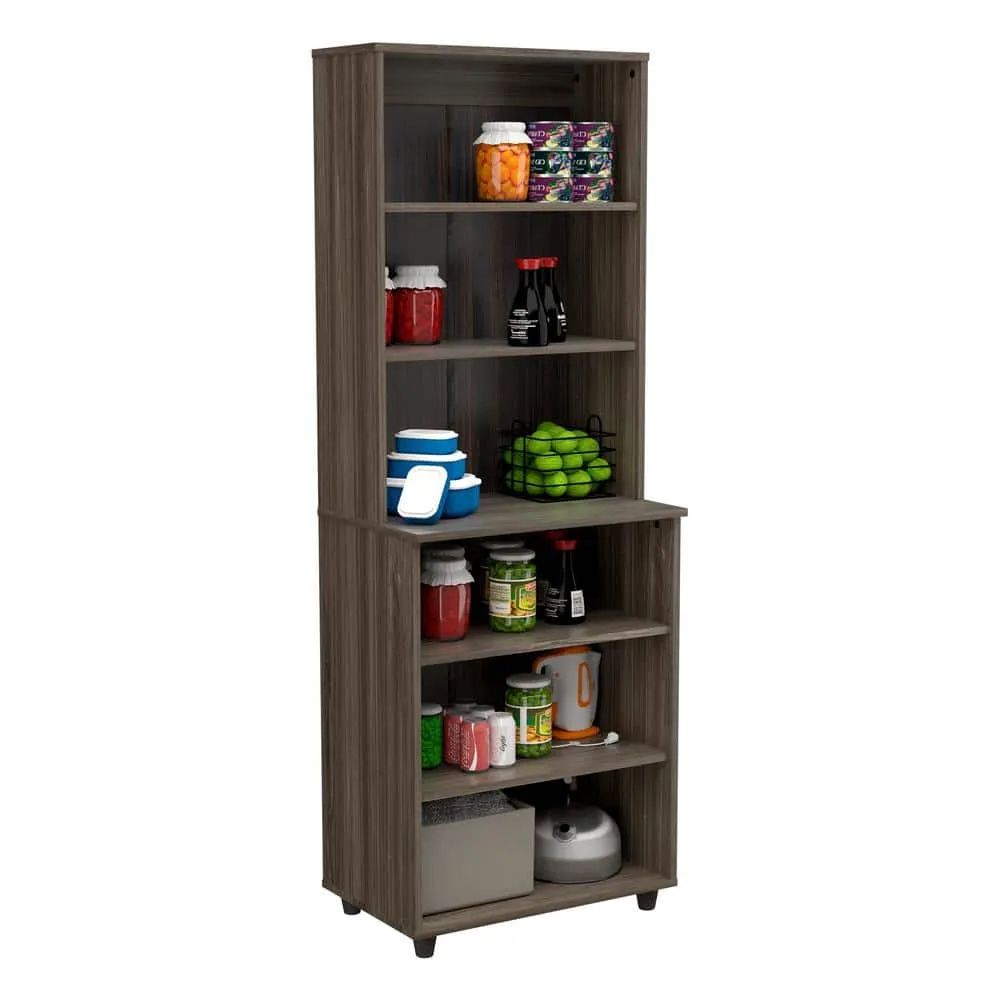 Inval 23.62 in. W x 15.35 in. D x 66.14 in. H in Ready to Assemble Standard Storage Cabinet in Smoked Oak, photo 2 of 8