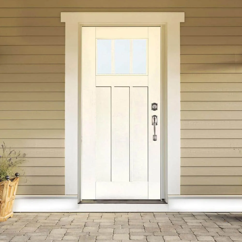 MP Doors 36 in. x 80 in. Smooth White Left-Hand Inswing LowE Classic Craftsman Finished Fiberglass Prehung Front Door, photo 2 of 2
