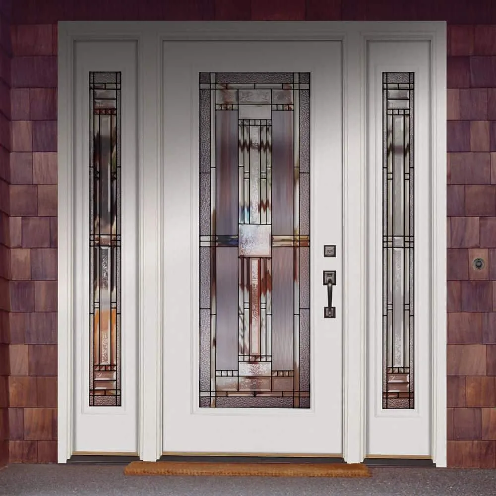 Feather River Doors 63.5 in. x 81.625 in. Preston Patina Full Lite Unfinished Smooth Right-Hand Fiberglass Prehung Front Door with Sidelites, photo 2 of 2