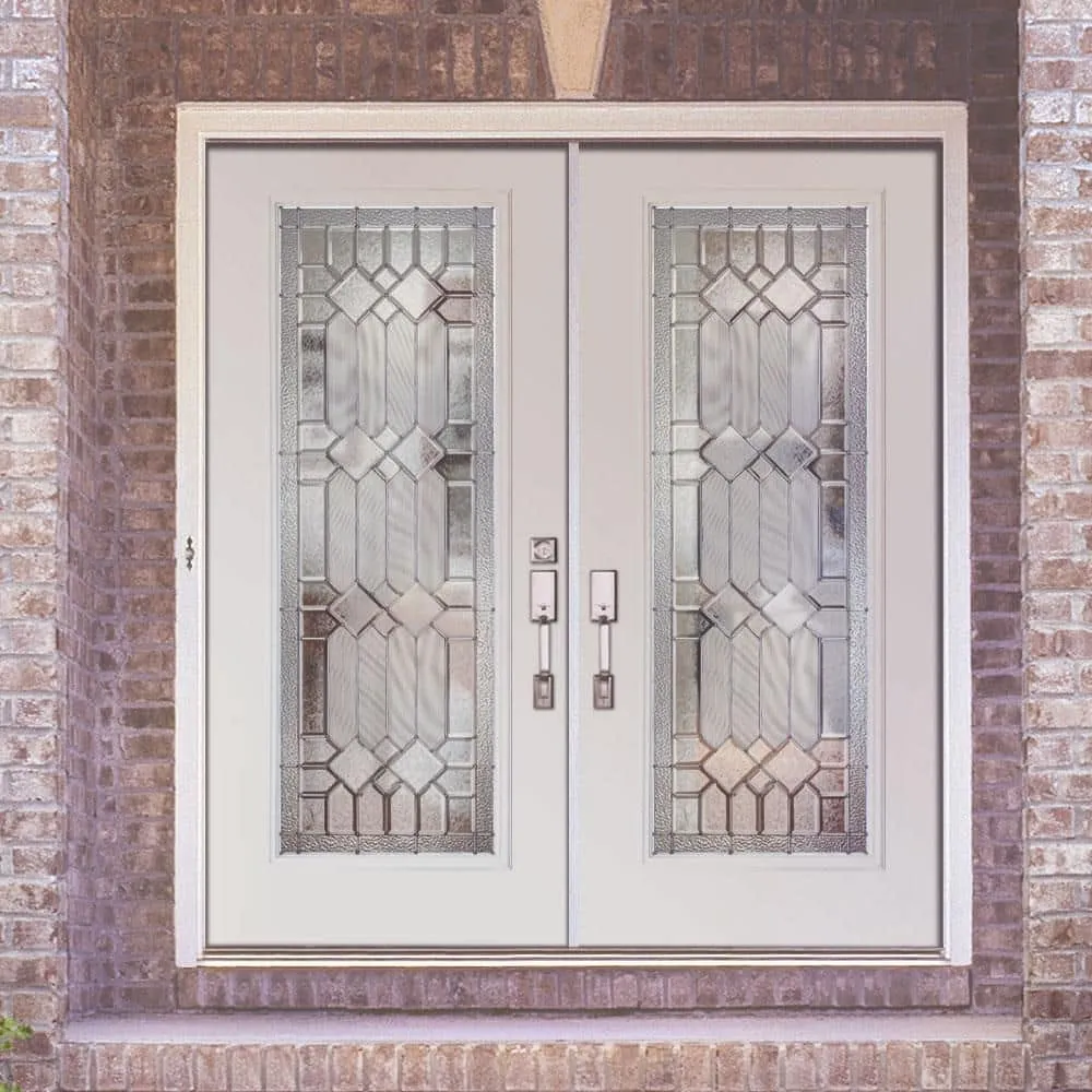 Feather River Doors 66 in. x 81.625 in. Mission Pointe Zinc Full Lite Unfinished Smooth Left-Hand Fiberglass Double Prehung Front Door, photo 2 of 2