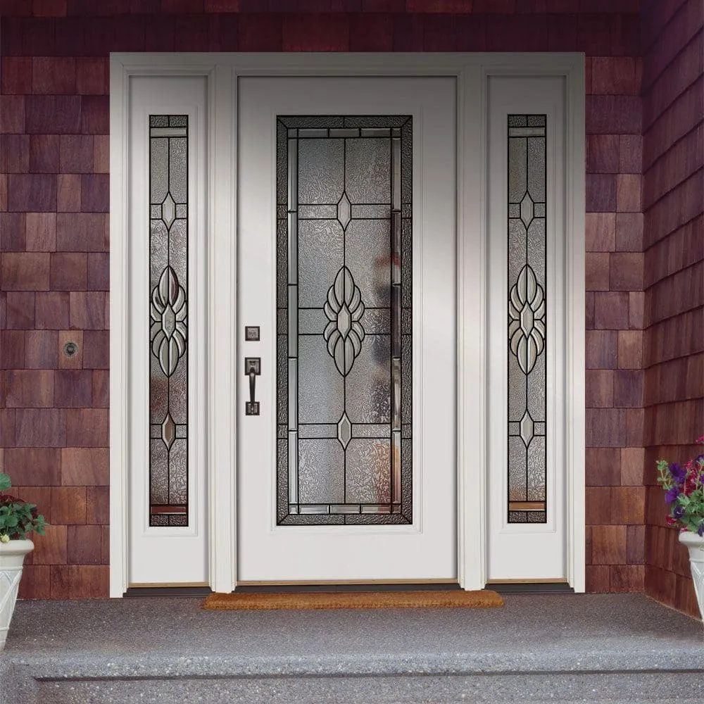 Feather River Doors 67.5 in. x 81.625 in. Sapphire Patina Full Lite Unfinished Smooth Left-Hand Fiberglass Prehung Front Door with Sidelites, photo 2 of 2