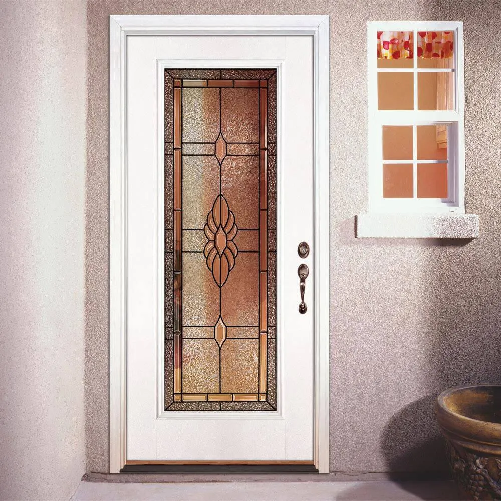 Feather River Doors 37.5 in. x 81.625 in. Sapphire Patina Full Lite Unfinished Smooth Left-Hand Inswing Fiberglass Prehung Front Door, photo 2 of 2