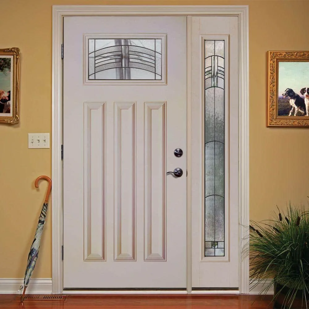 Feather River Doors 50.5 in.x81.625 in. Rochester Patina Craftsman Lt Unfinished Smooth Left-Hand Fiberglass Prehung Front Door w/Sidelite, photo 2 of 2