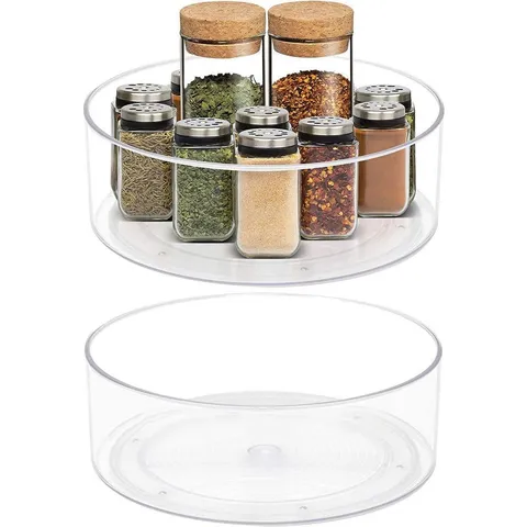 2 Pack 9 in Clear Plastic Round Rotating Organizers Refrigerator Lazy Susan Turntable