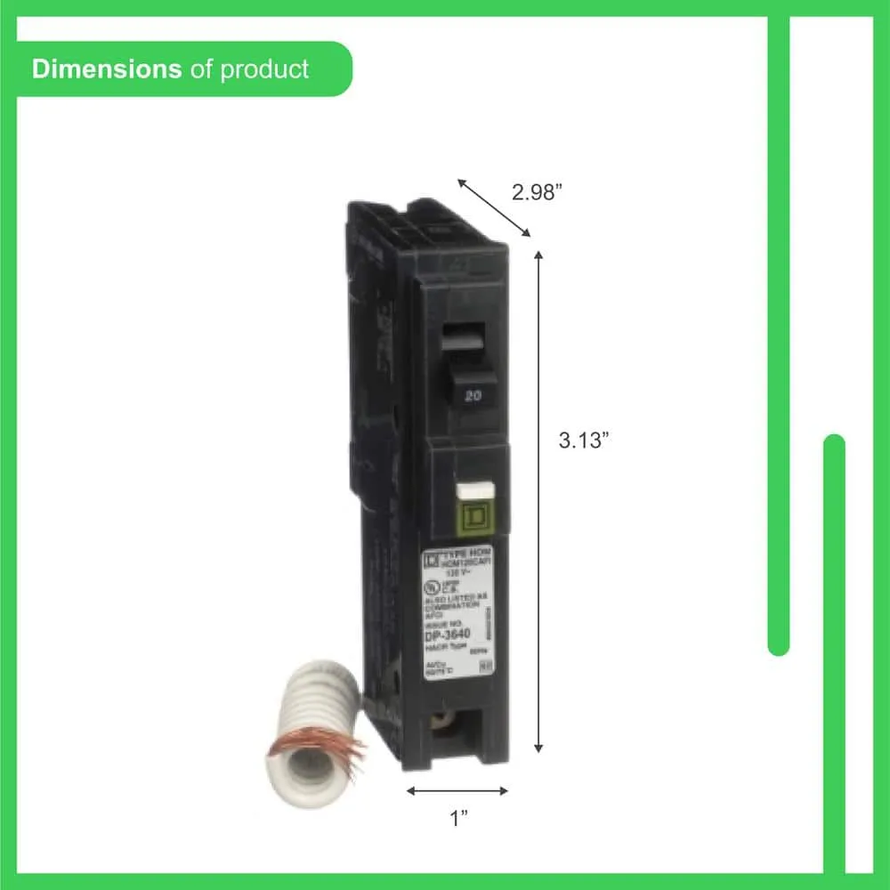 Square D Homeline 20 Amp Single-Pole Combination Arc Fault Circuit Breaker(HOM120CAFIC), photo 3 of 13
