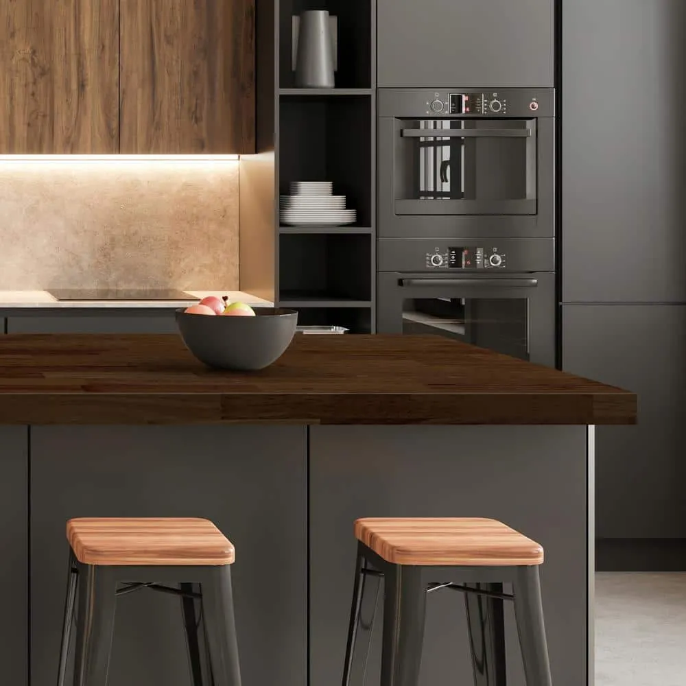 MSI 6 ft. L x 25 in. D x 1.5 in. T Finished Hevea Butcher Block Standard Countertop in Brown With Eased Edge, photo 4 of 11