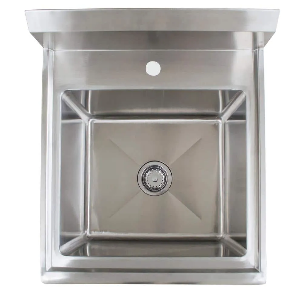 AmeriHome 21.5 in. x 24 in. Stainless Steel Utility Wall Mount Sink, photo 9 of 10