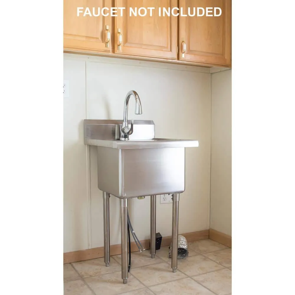 AmeriHome 21.5 in. x 24 in. Stainless Steel Utility Wall Mount Sink, photo 2 of 10