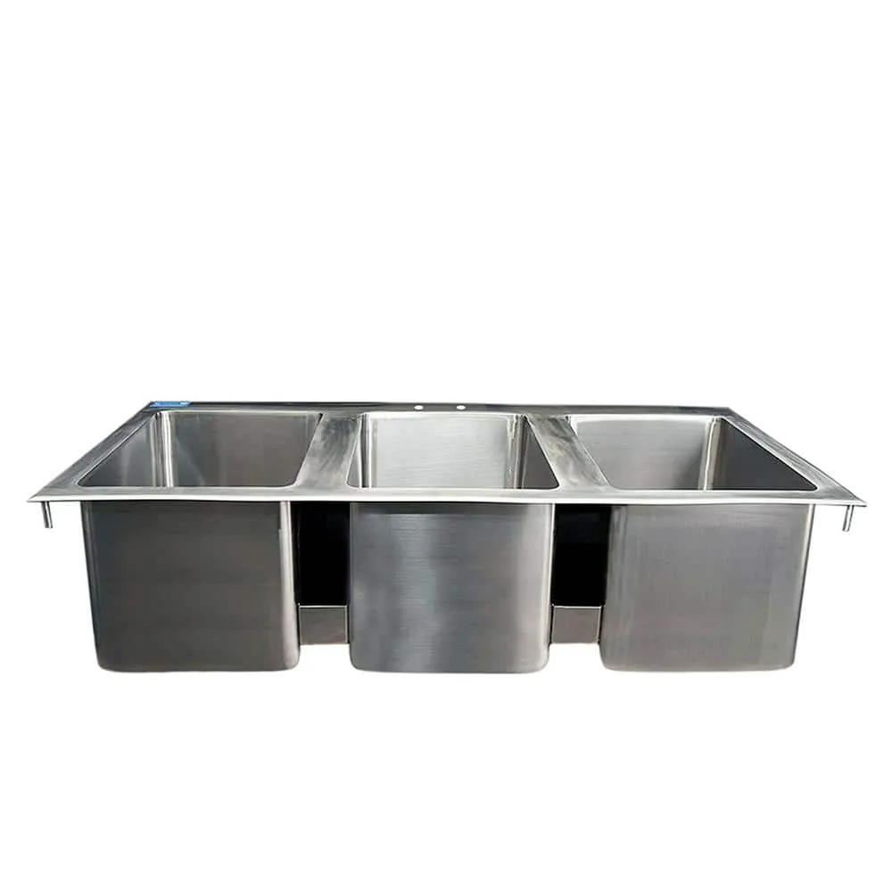 AMGOOD 37 in. x 18.5 in. Drop In Stainless Steel 3-Compartment Kitchen Sink. NSF. No Faucet., photo 2 of 5