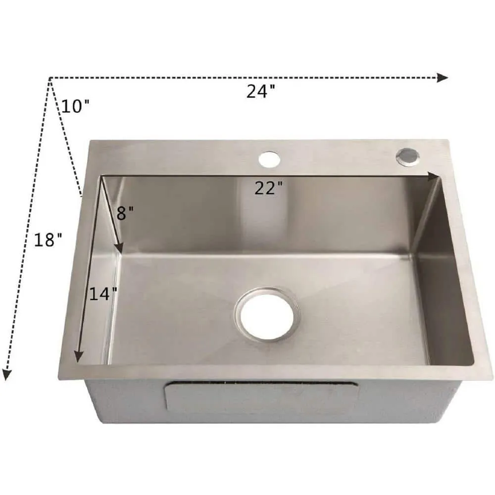 Amucolo 24 in. Stainless Steel Drop-in Laundry Utility Sink with Faucet, photo 2 of 6