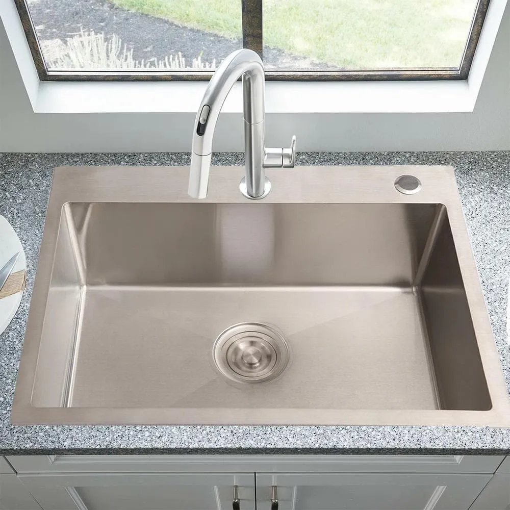 Amucolo 24 in. Stainless Steel Drop-in Laundry Utility Sink with Faucet, photo 6 of 6