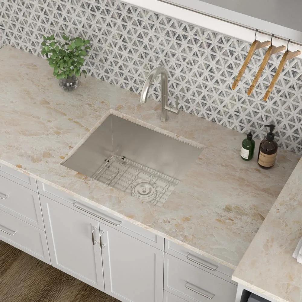 LORDEAR 21 in.W x 18 in. D x 12 in. H Stainless Steel Undermount Single Bowl Laundry/Utility Sink with Accessories, photo 7 of 7
