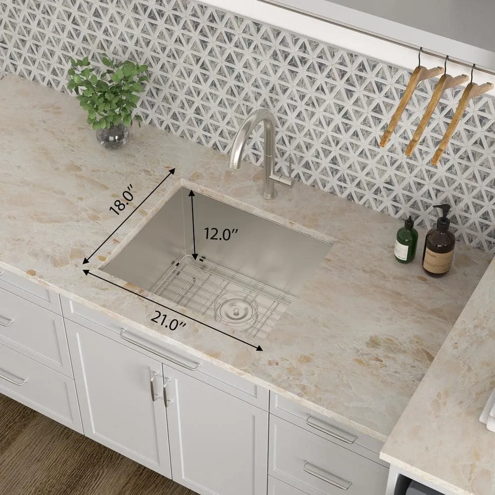 LORDEAR 21 in.W x 18 in. D x 12 in. H Stainless Steel Undermount Single Bowl Laundry/Utility Sink with Accessories, photo 6 of 7
