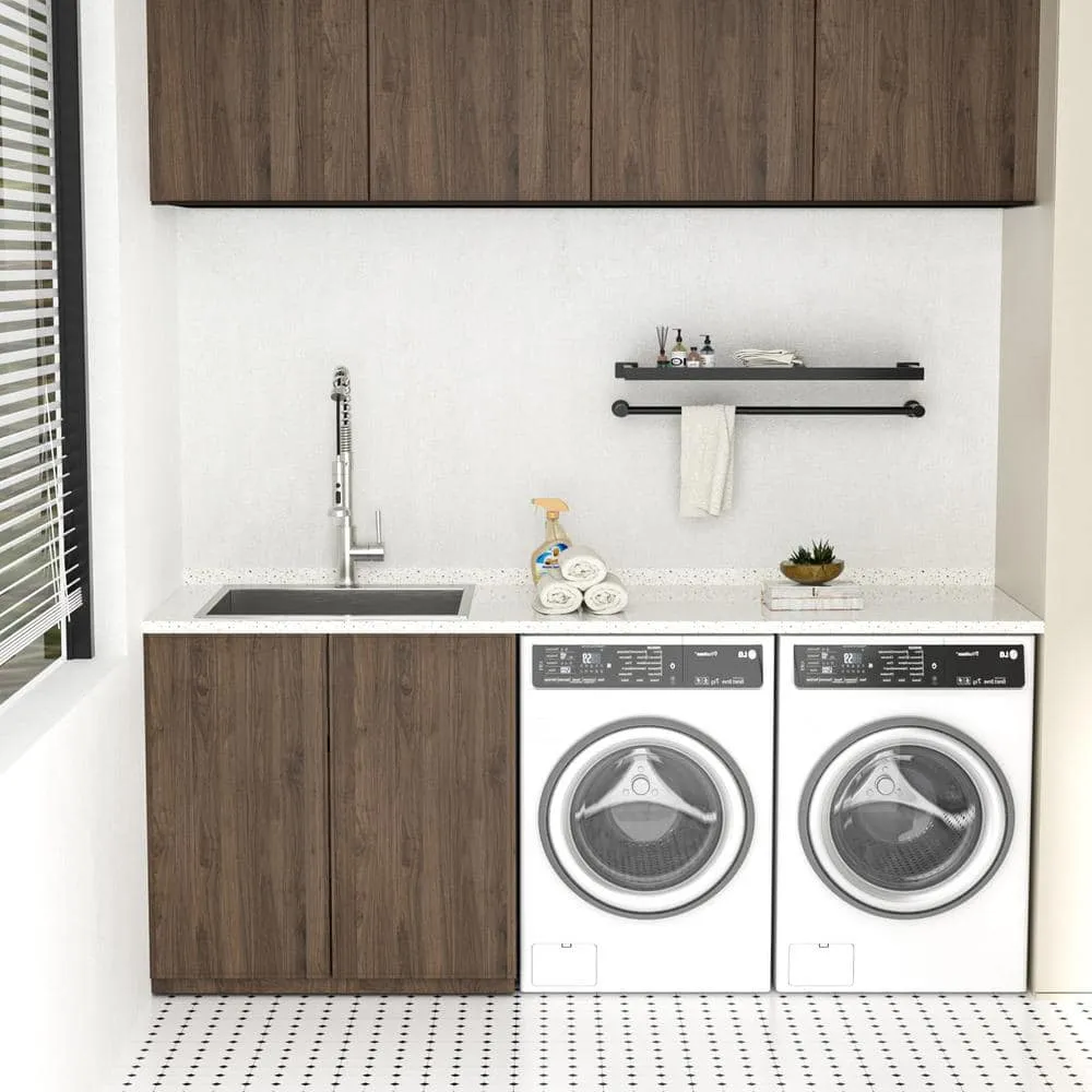 LORDEAR 22 in. Drop-In Laundry Utility Sink Stainless Steel 16 Gauge with Strain Basket, photo 9 of 9