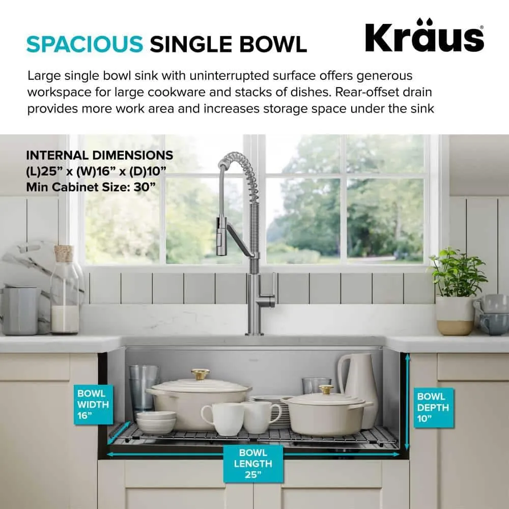 KRAUS Kore Workstation 27 in. 16-Gauge Undermount Single Bowl Stainless Steel Kitchen Sink with Accessories, photo 5 of 8