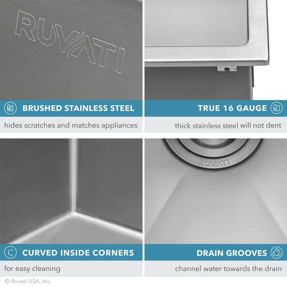 Ruvati Forma Pro 16-Gauge Stainless Steel Drop-In Laundry Utility Sink, photo 6 of 10